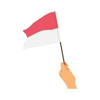 vector illustration of celebrating indonesia independence day holding indonesian flag