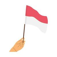 vector illustration of celebrating indonesia independence day holding indonesian flag