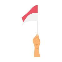 vector illustration concept of celebrating indonesia independence day by holding indonesian flag