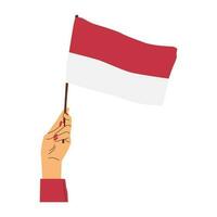 vector illustration of celebrating indonesia independence day holding indonesian flag