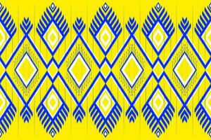 Yellow blue and white fabric pattern. vector