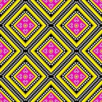 Yellow and pink ethnic fabric seamless pattern vector