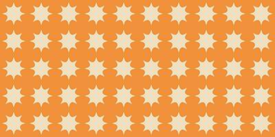 Vintage abstract background in mid century style. Simple retro geometric seamless pattern on orange backdrop. Trendy groove design template. Horizontal vector illustration