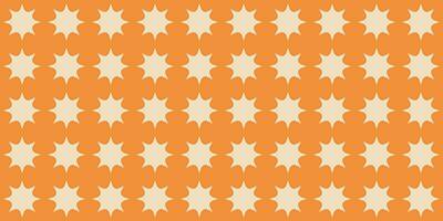 Vintage abstract background in mid century style. Simple retro geometric seamless pattern on orange backdrop. Trendy groove design template. Horizontal vector illustration