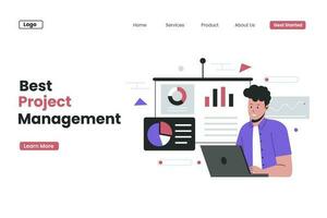 Project management business landing page vector