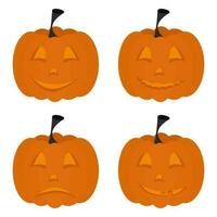 set of pumpkin heads with different emotions vector