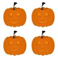 conjunto de calabaza cabezas con diferente emociones vector