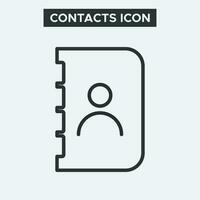 Contacts book icon on white background. Outline contacts book icon. Minimal and premium contacts icon. EPS 10 Vector. vector