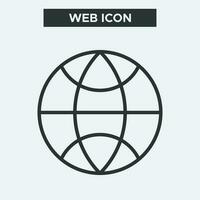 Globe or web icon on white background. Outline globe or web icon. Minimal and premium globe icon. EPS 10 Vector. vector