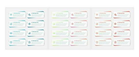 Set of Business Infographic Design Template with 8 Bar of Options vector