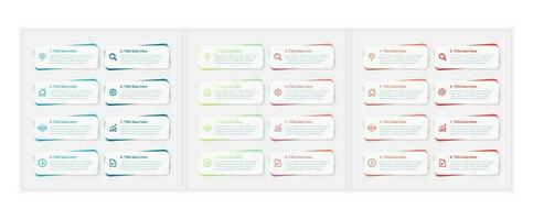 Set of Business Infographic Design Template with 8 Bar of Options vector