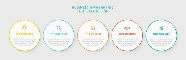 plantilla de diseño de infografía empresarial de presentación simple y limpia con 5 barras de opciones vector