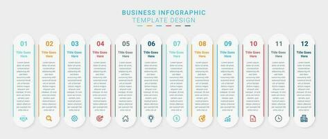 Simple and Clean Presentation Modern Business Infographic Design Template with 12 Bar of Options vector