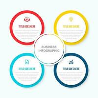 Simple and Clean Presentation Circular Business Infographic Design Template with 4 Bar of Options vector