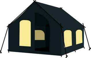 Camping Tent vector illustration. Tent in yellow, orange. Isolated Outdoor illustration. Hiking, hunting, fishing canvas. Tourist Tent design over white background