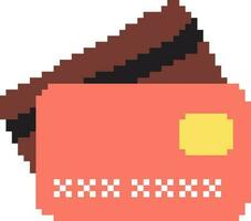 Pixel art secure credit card, buy safely vector icon for 8bit game on white background.