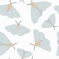Seamless pattern with butterflies, moths. Summer abstract print with winged insects. Vector graphics.