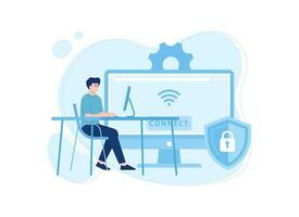 Wi-fi internet security concept flat illustration vector