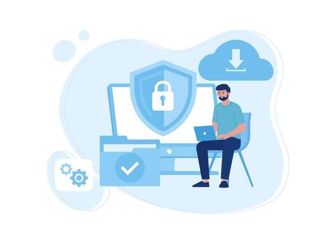 Computer data input security concept flat illustration vector