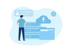 Input data into folders concept flat illustration vector