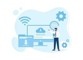 Install data with wi-fi concept flat illustration vector