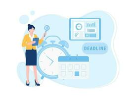 Work deadlines with alarms and calendars concept flat illsutration vector