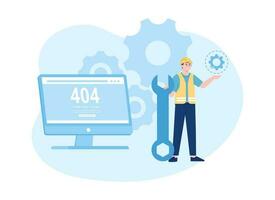 404 error reparar concepto plano ilustración vector