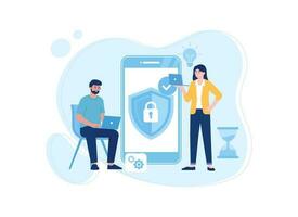 Security phone concept flat illustration vector