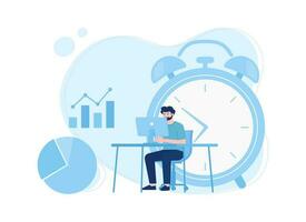 People working with computer and alarm concept flat illustration vector