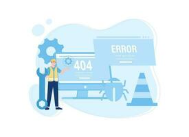 fijo 404 errores concepto plano ilustración vector