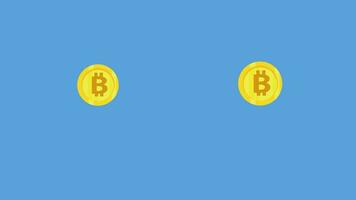 animiert Bitcoin Symbol entworfen im eben Symbol Stil mit golden Farbe, Kryptowährung, oder Digital Währung Konzept Symbol, 2d Animation Video