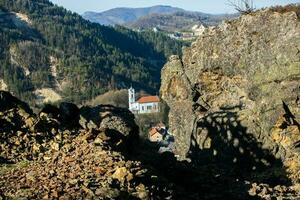 Rosia Montana, a beautiful old village in Transylvania. The first mining town in Romania that started extracting gold, iron, copper. photo