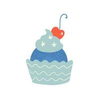 Cake With Cherry On The Top vector