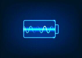 Battery technology inside has a wave. Refers to the battery inside which has electrical energy stored in order to supply electricity to electrical devices. technology concept vector illustration.