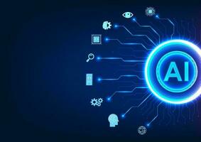 Artificial intelligence technology circle has ai chip It's inside with a circle connected to a technology icon. AI technology plays a role in technology to help humans work. vector