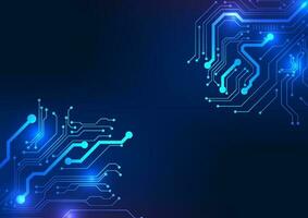 circuito tablero tecnología antecedentes ese representa el conexión información de el circuito tablero con un único y atractivo cara por enfoque en el oscuro azul tono. es un vector ilustración.