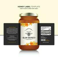 Honey label honey sticker polygon banner with honey design natural bee honey glass jar bottle sticker creative product packaging idea, white minimal background healthy organic food product vector