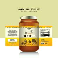 Honey label honey sticker polygon banner with honey design natural bee honey glass jar bottle sticker creative product packaging idea, white minimal background healthy organic food product vector