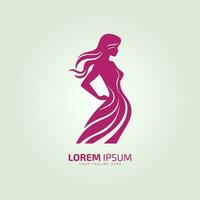 woman standing logo icon lady style vector illustration young girl logo design template feminine style symbol.