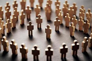 illustration of HR manager or human resources. Leader stands out from crowd. photo