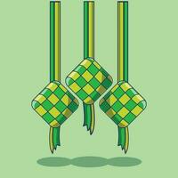 Cute cartoon vector illustration of three ketupat