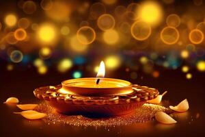 illustration of Puthandu Diwali Hindus background with gold ornament and bokeh background color, for Tamil New Year celebration, card, poster photo