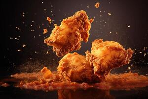 Generative AI illustration of fried chicken plain background photo