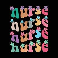 Retro wavy  nurse typography t shirt design vector