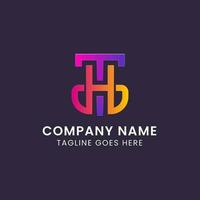 lettering h and t gradient logo design vector