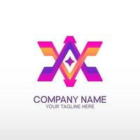 lettering a and v gradient logo design vector