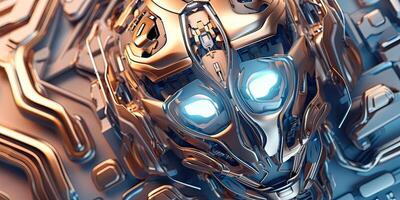 Generative AI illustration of abstract robotic detail structure background design. Digital illustration, 3D style photo