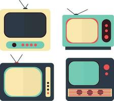 Retro Television Digital. Communication system progress, evolution of television, old or retro and modern receivers on white background. vector