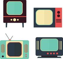 Retro Television Digital. Communication system progress, evolution of television, old or retro and modern receivers on white background. vector