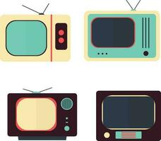 Retro Television Digital. Communication system progress, evolution of television, old or retro and modern receivers on white background. vector
